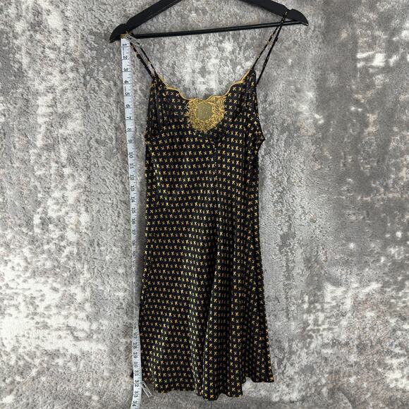 Victorias Secret Size S Silk Floral Boho Sleepwear Tank Cami Top Gold - Picture 2 of 7